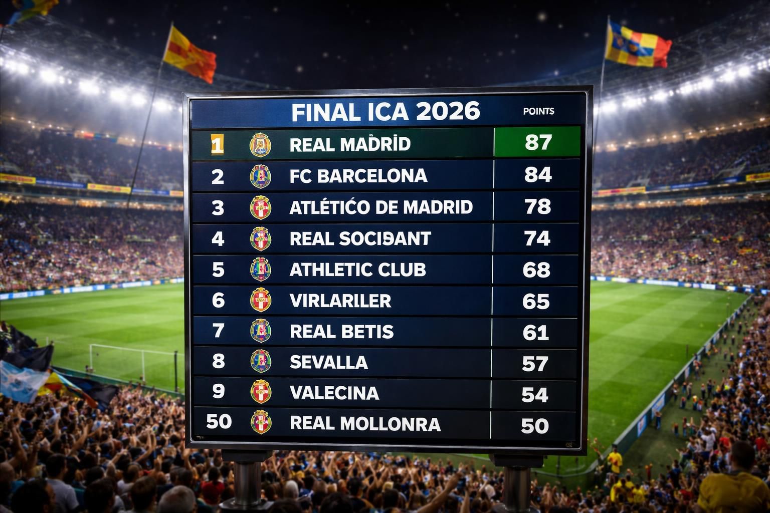 découvrez notre analyse et nos prévisions pour le classement final de la liga à la fin de la saison 2026. suivez les performances des équipes et les enjeux majeurs du championnat espagnol.